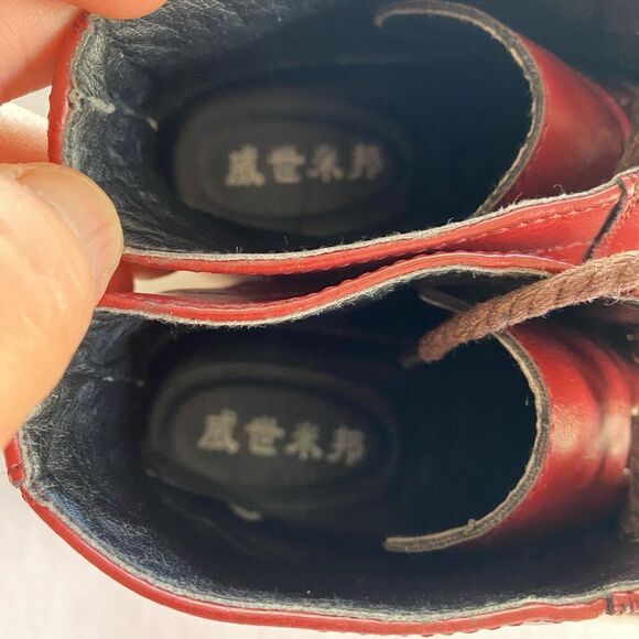 MEN’S Wingtip Lace Up Leather Boots Size 9- 9 1/2 - Picture 4 of 9